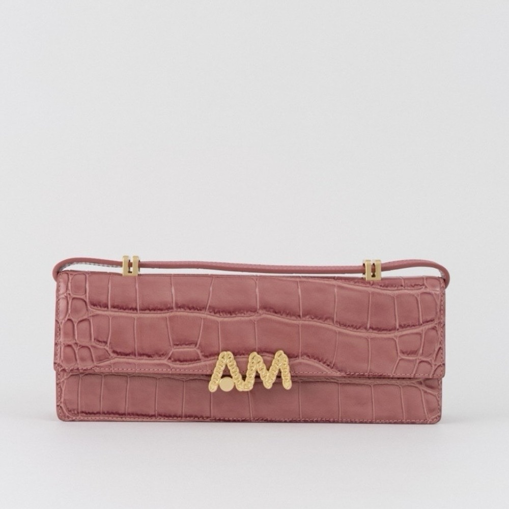 APEDE MOD Pink Embossed Baguette Bag Shoulder Crossbody